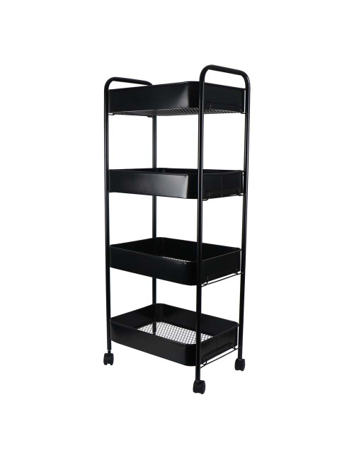 MOVEABLE 4 LAYERS STORAGE SHELF BLACK 106 X 45 X 30