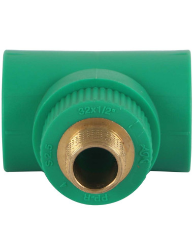 PPR MALE BRASS THREADED TEE 1" x 1/2"