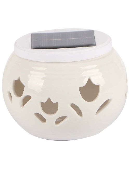 2137 SOLAR GARDEN TABLE LIGHT CERAMICS, WHITE 2 IN 1 100×75MM
