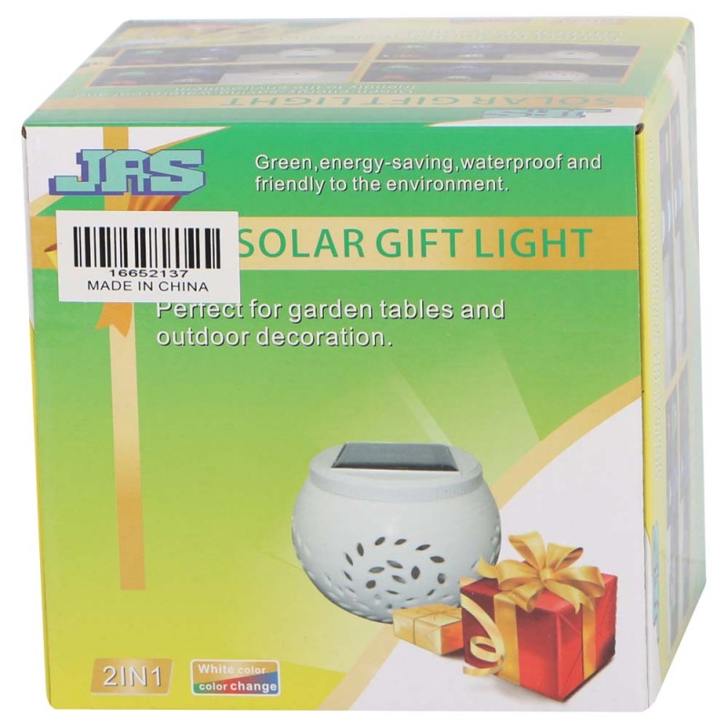2137 SOLAR GARDEN TABLE LIGHT CERAMICS, WHITE 2 IN 1 100×75MM