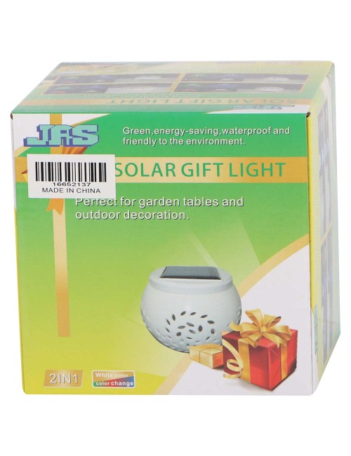 2137 SOLAR GARDEN TABLE LIGHT CERAMICS, WHITE 2 IN 1 100×75MM