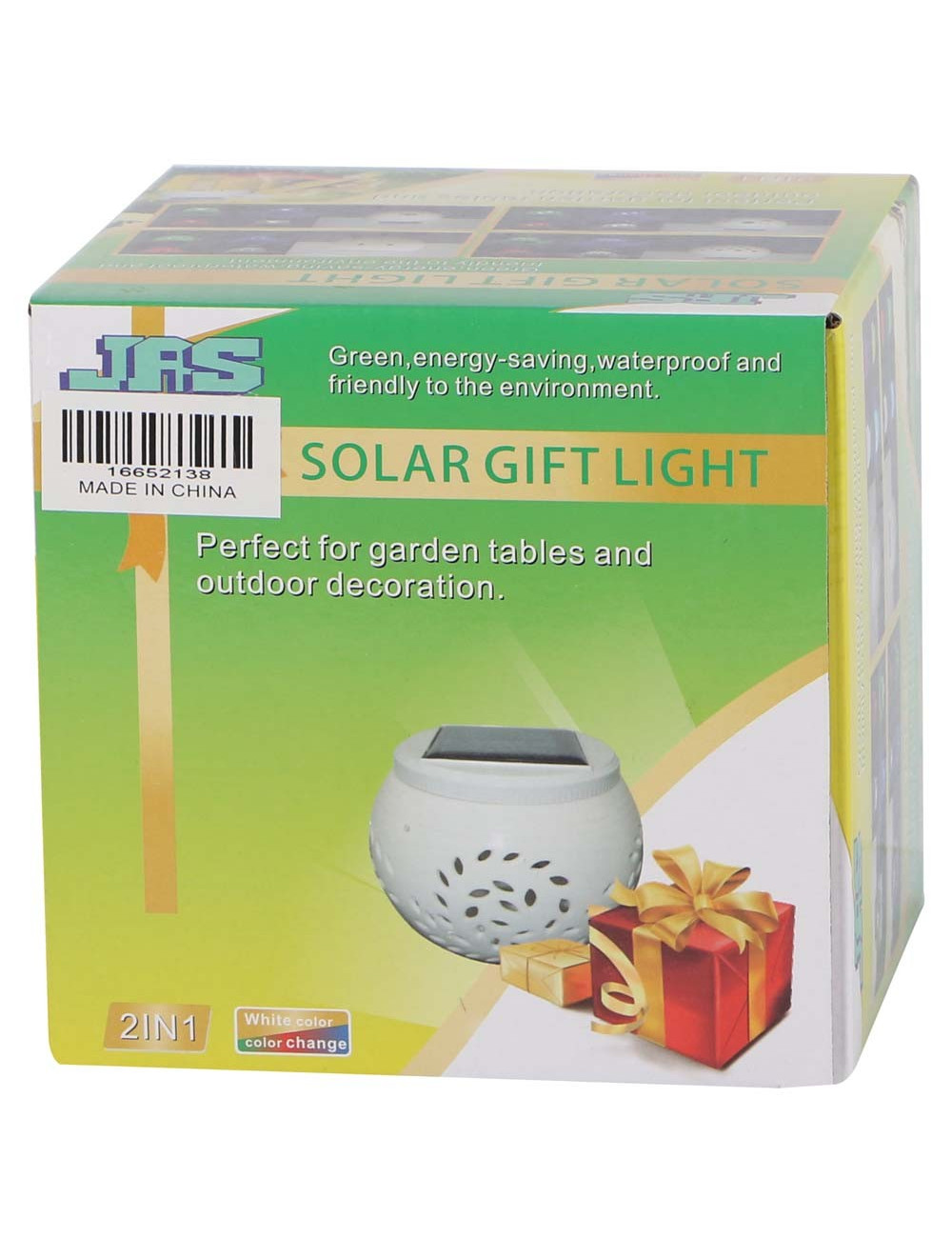 2138 SOLAR GARDEN TABLE LIGHT CERAMICS, WHITE 2 IN 1 100 X 75MM
