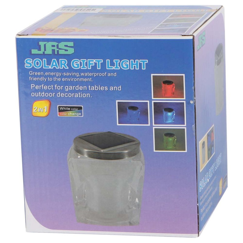 2162 SOLAR GARDEN TABLE LIGHT CRYSTAL GLASS 2 IN 1 90 X 90 X105MM