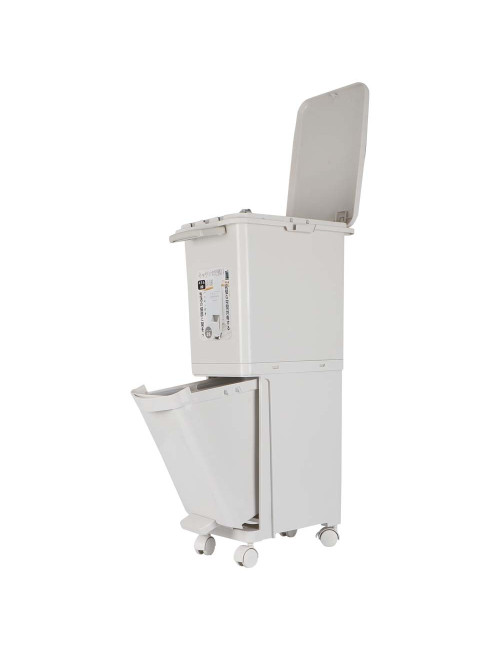 7030 TRASH CAN 2 LAYER DECK WASTE SORTING BIN 29L 36*26*76.5