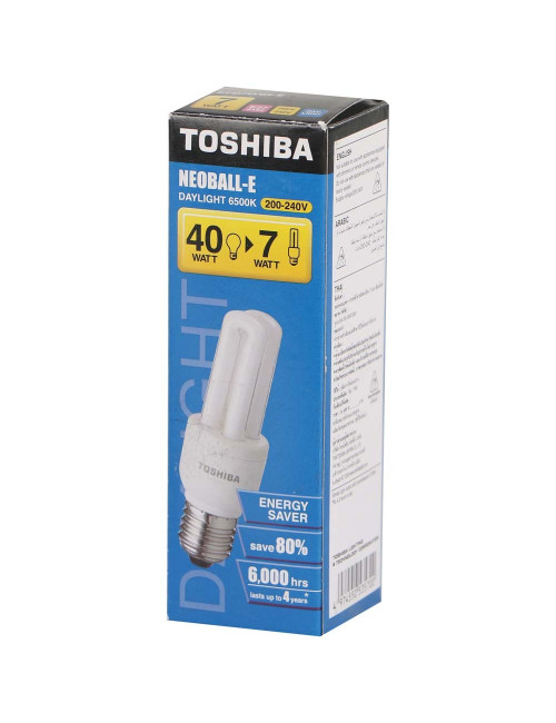 2U E27 TOSHIBA POWER SAVING BULB 7W WHITE
