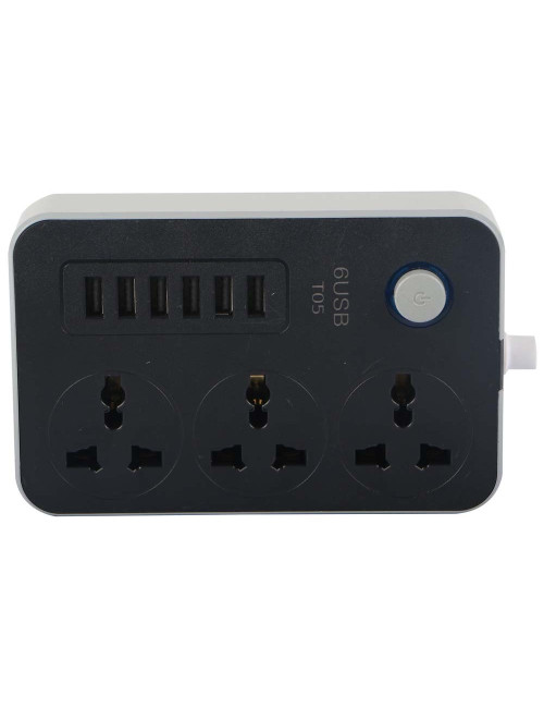 CX-T05-W 3 WAY EXTENSION + 6 USB 2MTR