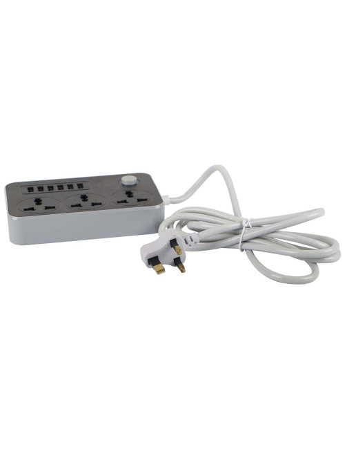 CX-T05-W 3 WAY EXTENSION + 6 USB 2MTR