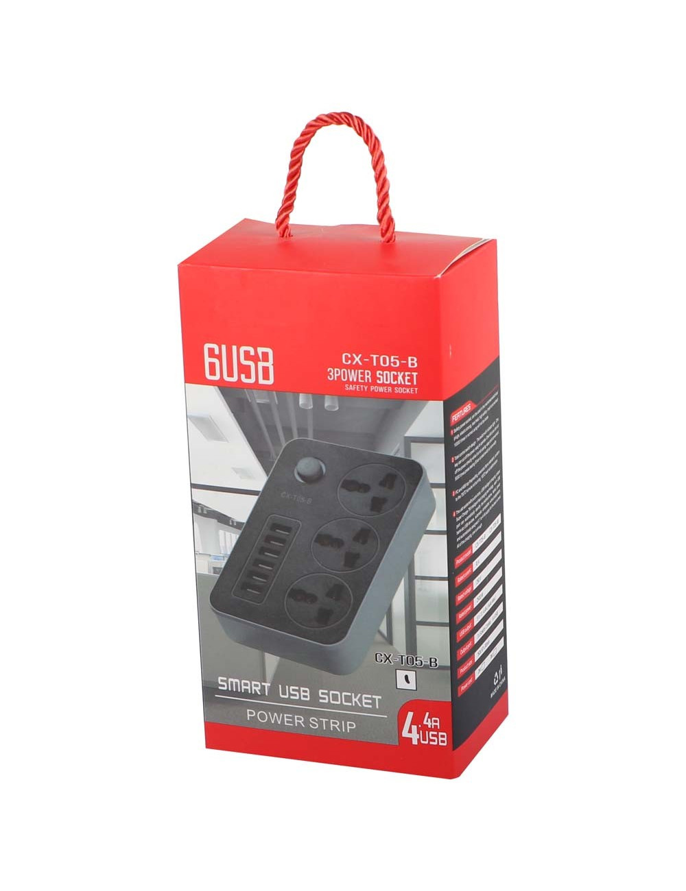 CX-T05-W 3 WAY EXTENSION + 6 USB 2MTR
