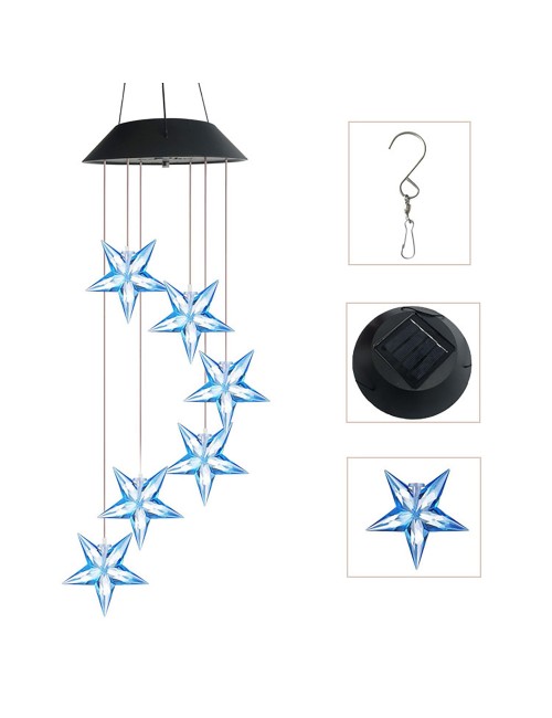 BLUE STAR SOLAR WIND CHIME 70 * 13 CM
