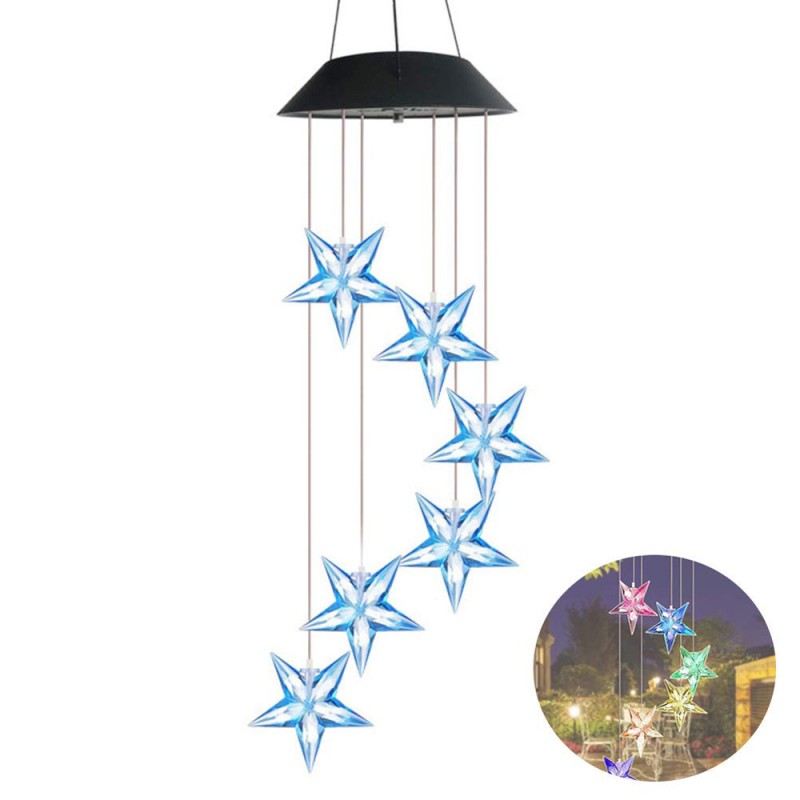 BLUE STAR SOLAR WIND CHIME 70 * 13 CM