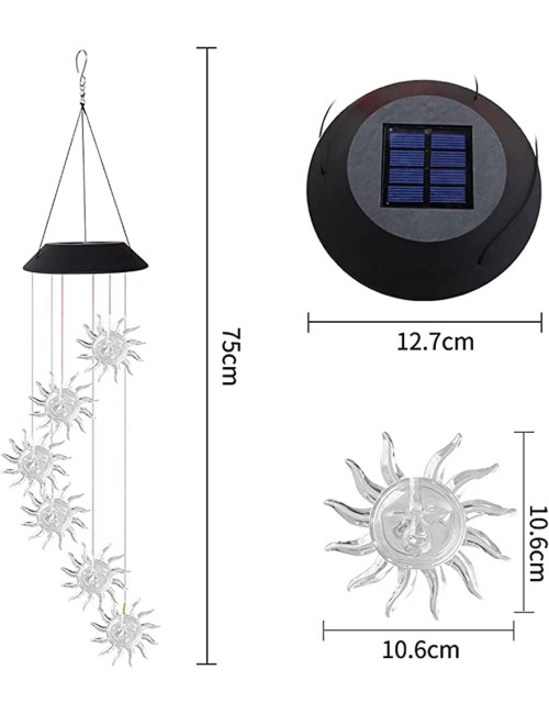 SUN SOLAR WIND CHIME 70 * 13 CM