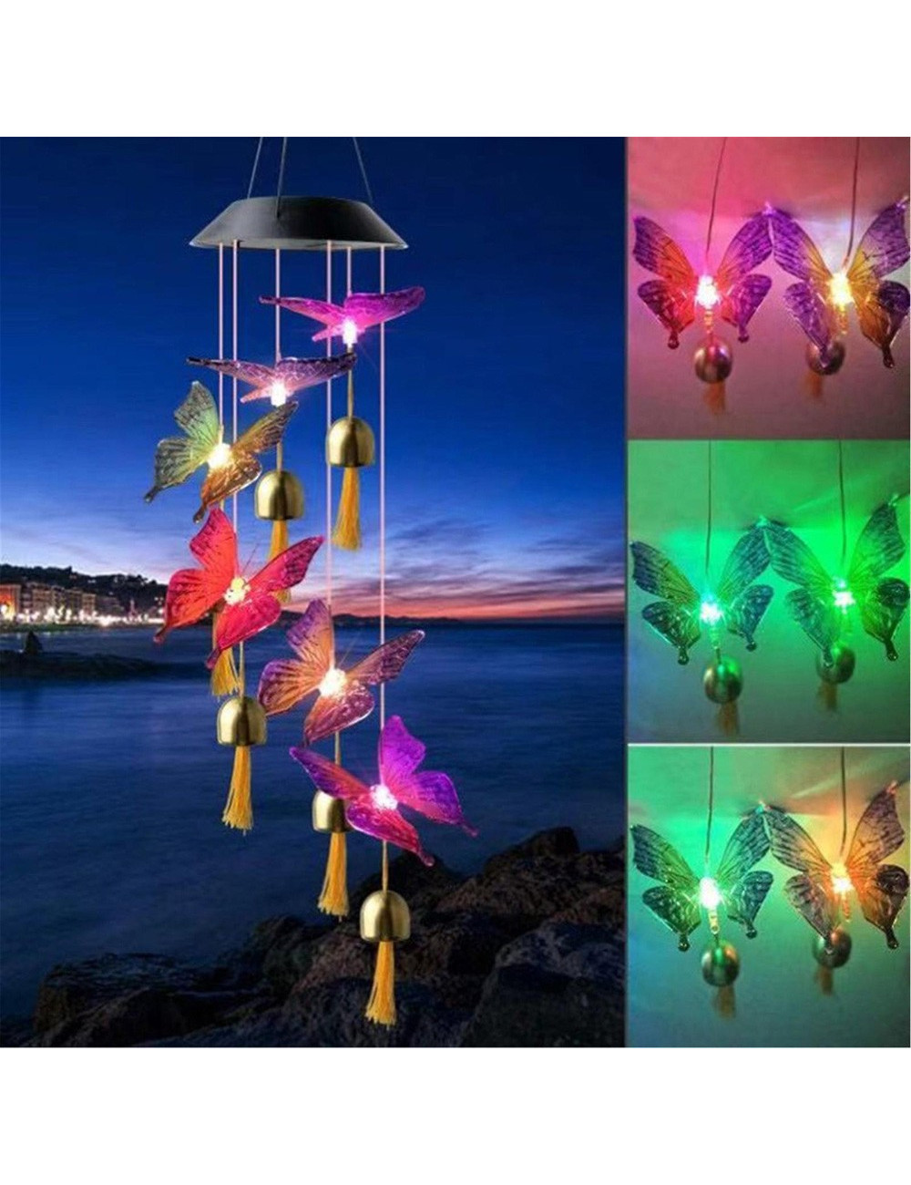 BUTTERFLY BELL SOLAR WIND CHIME 70 * 13 CM