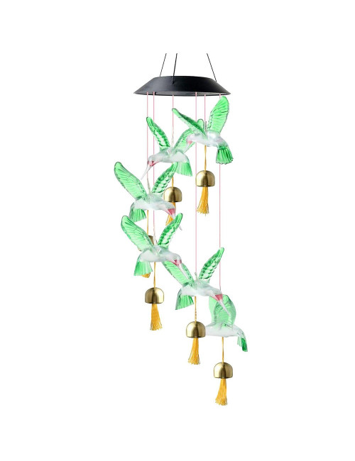SMALL COLOURED BIRD SOLAR WIND CHIME 70 * 13 CM