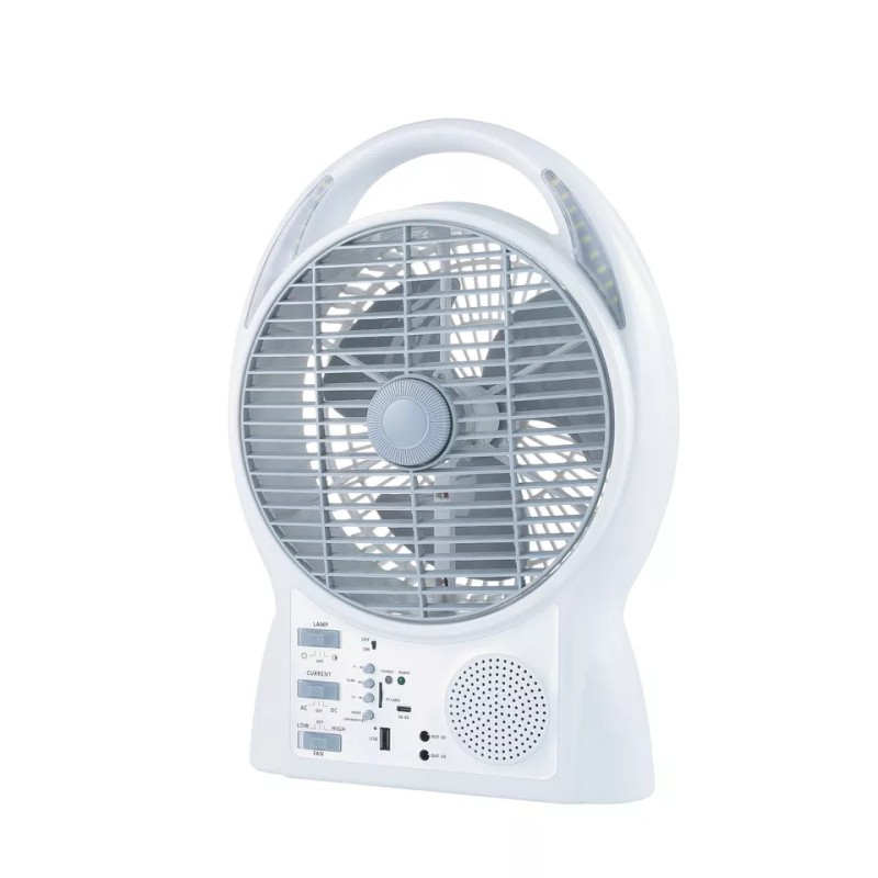 GD-8029 - RECHARGEABLE BOX FAN 5V USB OUTPUT WITH SOLAR PANEL 6W