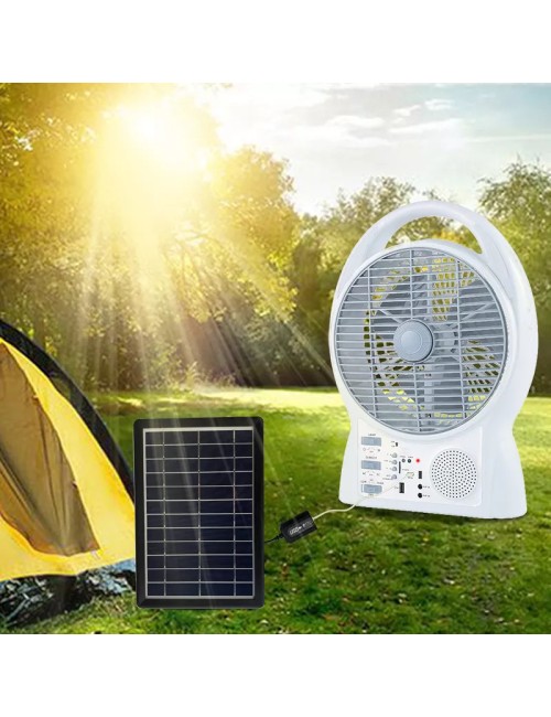 GD-8029 - RECHARGEABLE BOX FAN 5V USB OUTPUT WITH SOLAR PANEL 6W