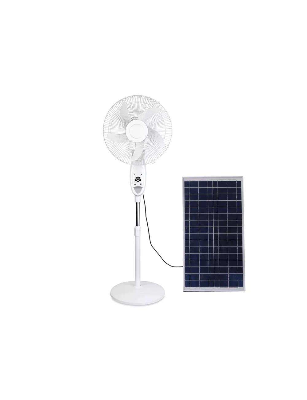 GD-916 - RECHARGEABLE FAN 18V WITH SOLAR PANEL 20W RECHARGEABLE BATTERY 5V USB OUTPUT
