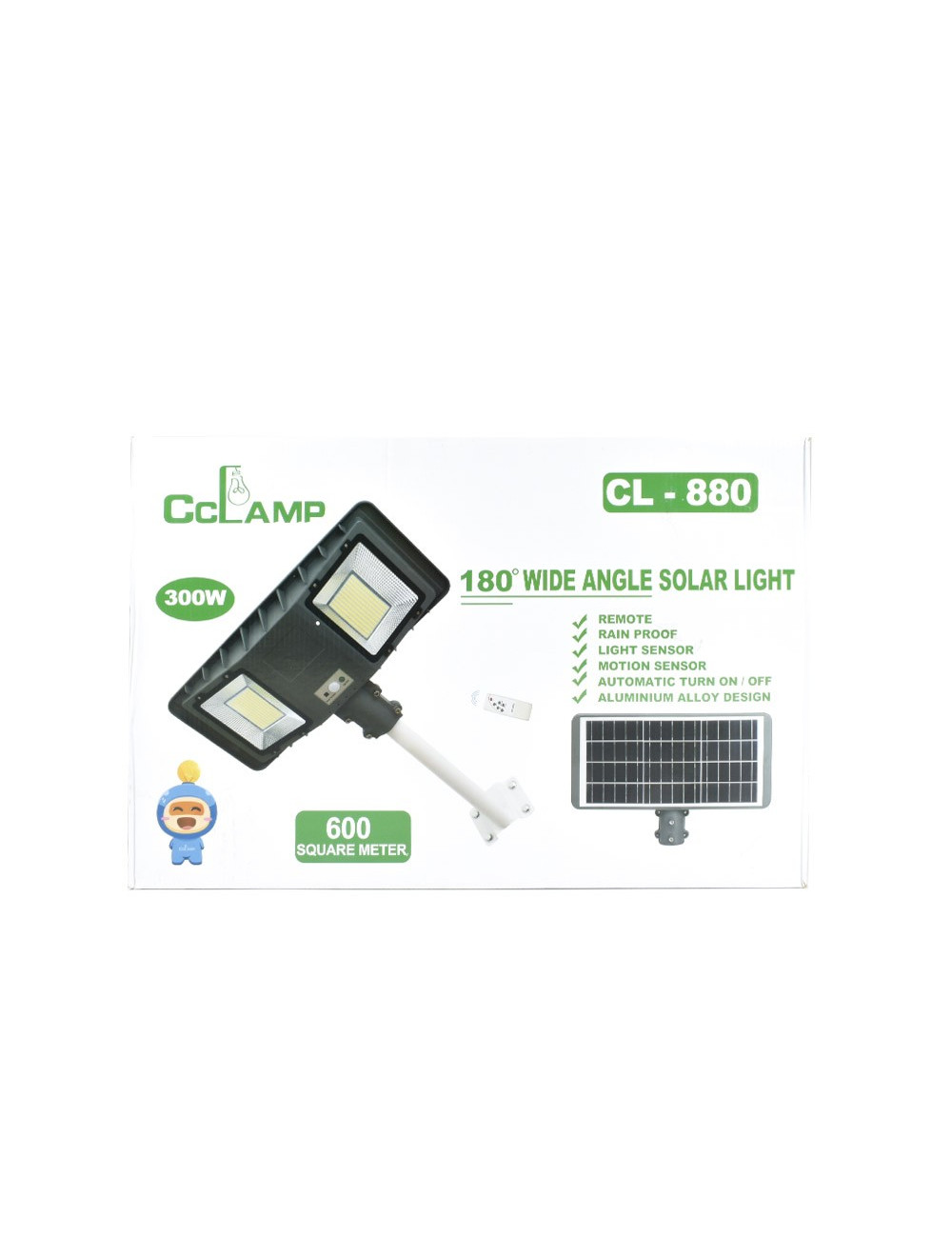 CL-880 - 180 WIDE ANGLE SOLAR LIGHT 300W LED 20000MAH HIGH CAPACITY LITHIUM BATTERY WITH SOLAR PANEL