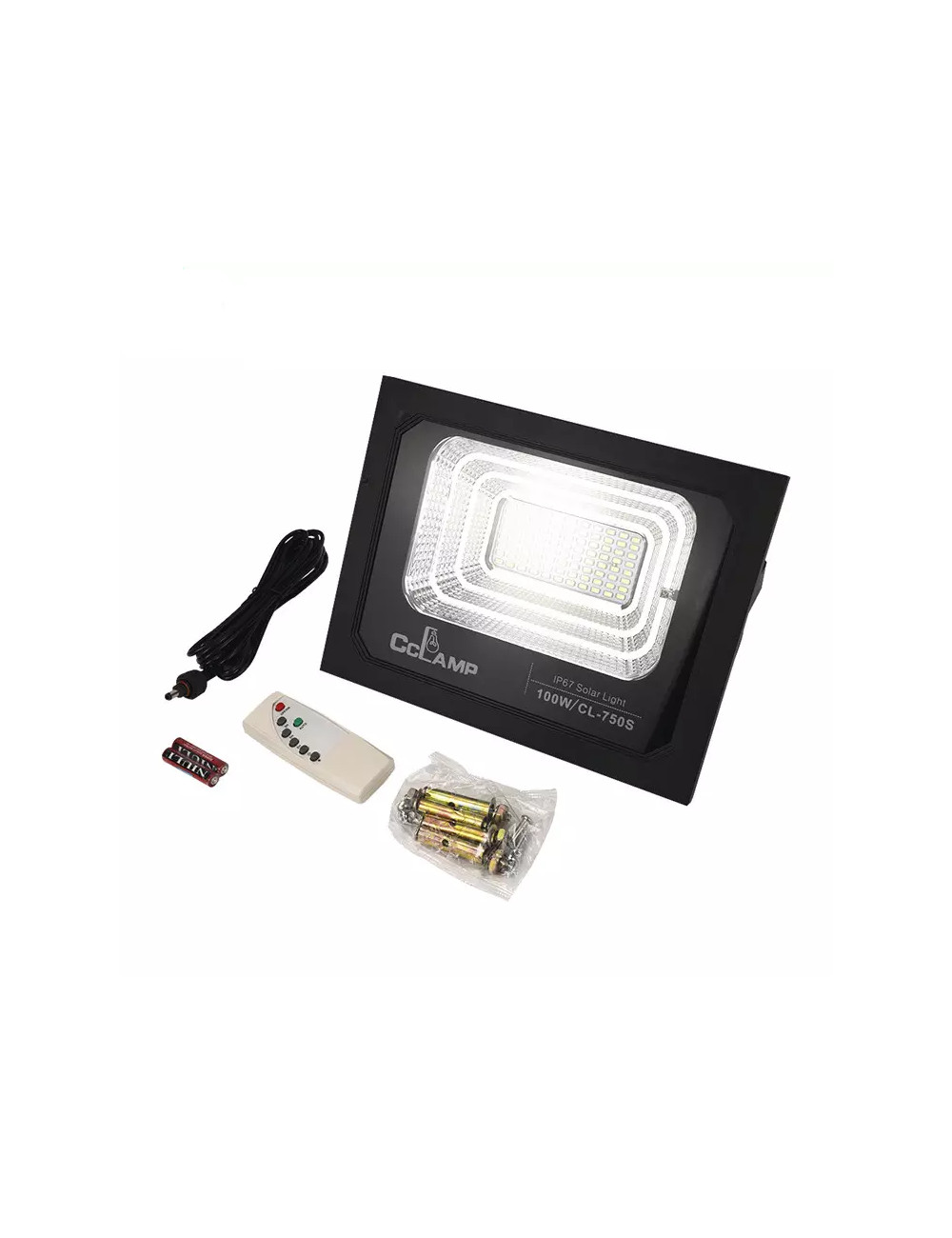 CL-750S - SOLAR FLOODLIGHT LED 100W WITH 16W SOLAR PANEL LITHIUM IRON PHOSPHATE BATTERY 12000MAH