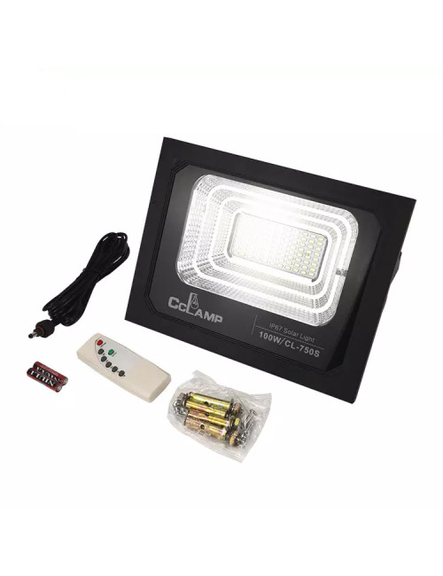 CL-750S - SOLAR FLOODLIGHT LED 100W WITH 16W SOLAR PANEL LITHIUM IRON PHOSPHATE BATTERY 12000MAH