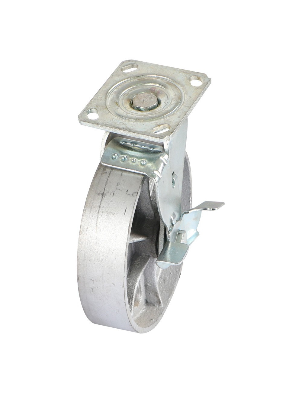 CASTER WHEEL IRON SWIVEL WITH BRAKE 8" H.D.