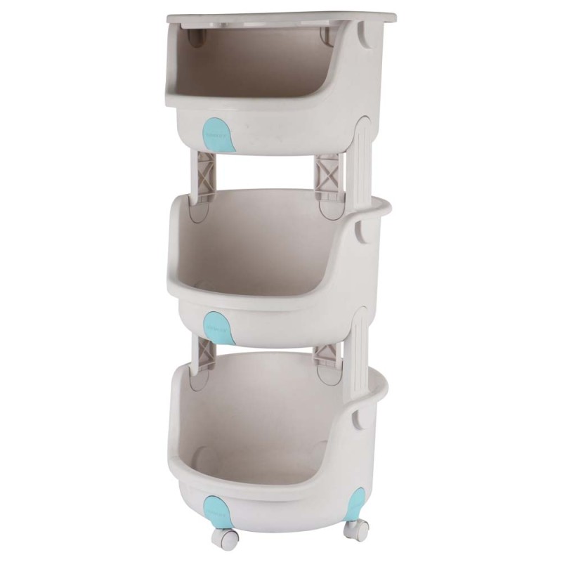 880-3 35*35*79 رف بلاستيك دائري متحرك 3 طابق ملون