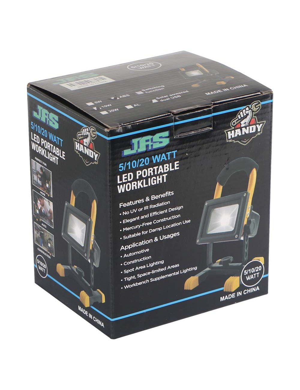 PORTABLE SOLAR LED WORKLIGHT SOLAR DUAL USB 10W