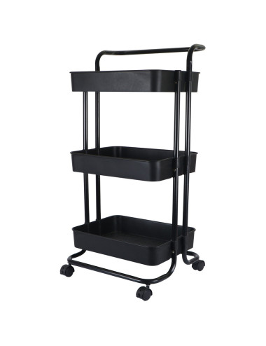 رف متحرك 3 طابق اسود 43 × 36 × 86 سانتي