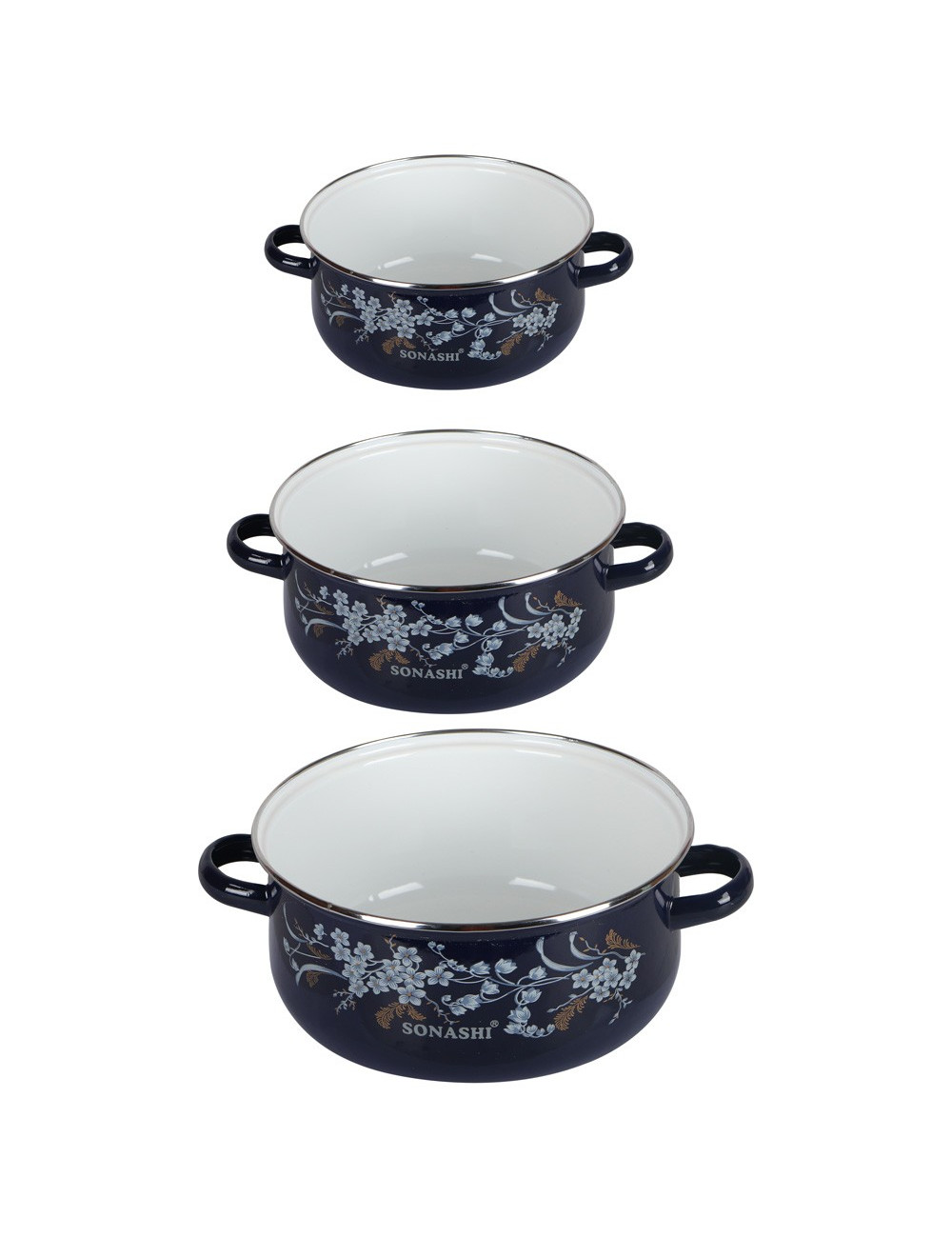 SONASHI 3PCS CASSEROLE SET, DURABLE, GLASS LID