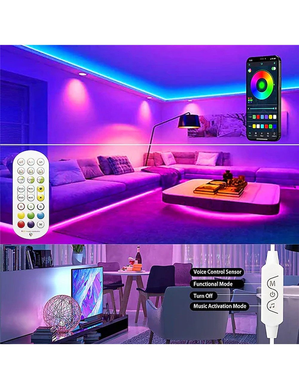 Y9 LED STRIP LIGHT 2MTR 28 LED 5V USB WITH REMOTE CONTROL