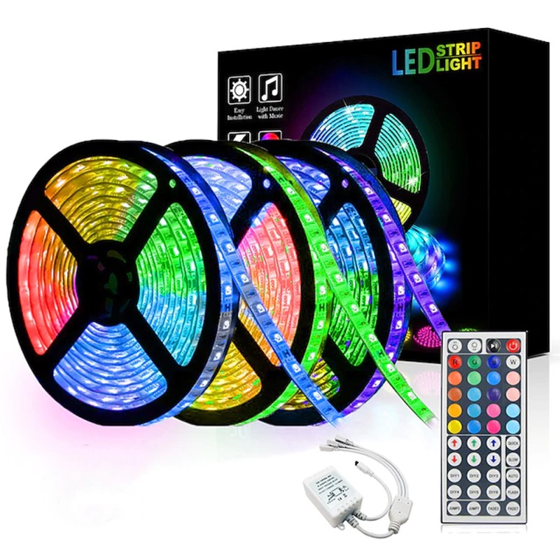 شريط ليد 15 متر مع ريموت +بلوتوث مع محول USB-LED-RGB