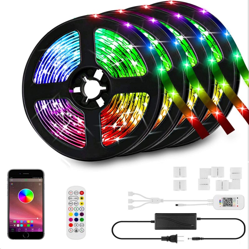 شريط ليد 20 متر مع ريموت +بلوتوث مع محول USB-LED-RGB