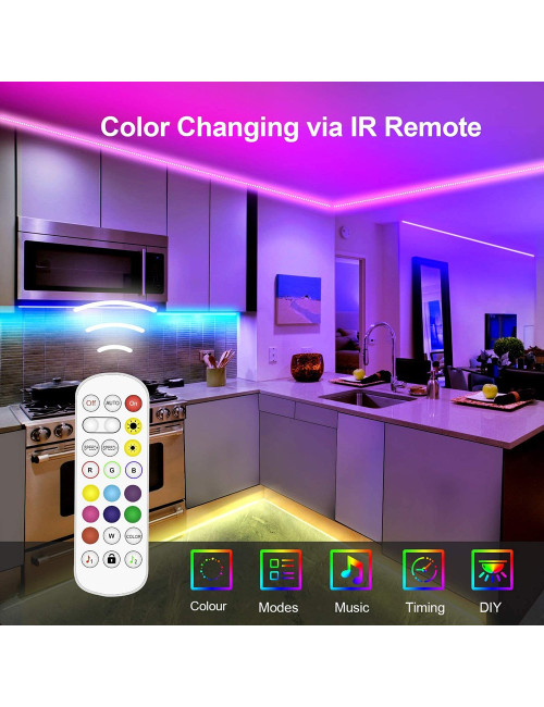 شريط ليد سمارت 5 متر مع ريموت +بلوتوث مع محول USB-LED-RGB