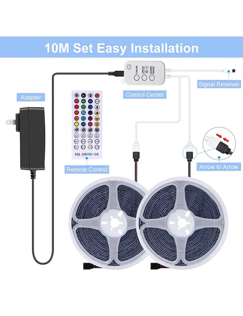 شريط ليد سمارت 10 متر مع ريموت +بلوتوث مع محول USB-LED-RGB
