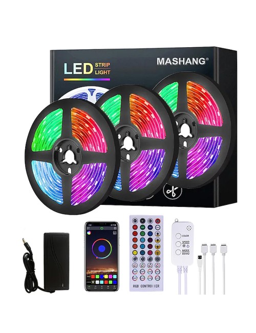 شريط ليد سمارت 15 متر مع ريموت +بلوتوث مع محول USB-LED-RGB