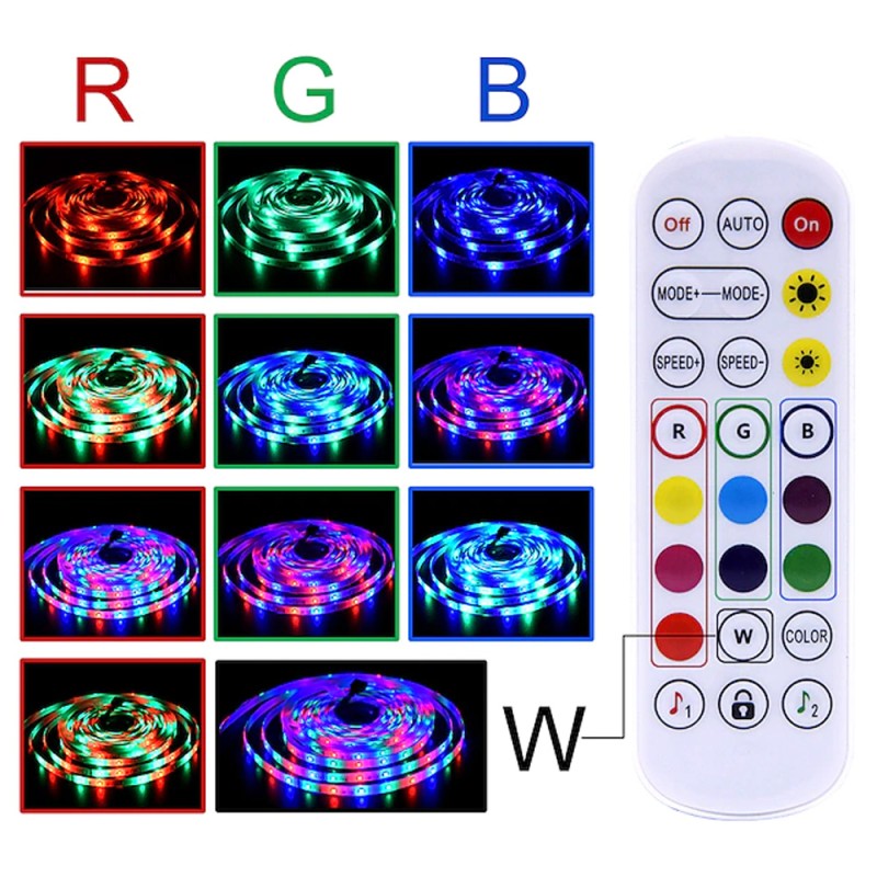 شريط ليد سمارت 15 متر مع ريموت +بلوتوث مع محول USB-LED-RGB
