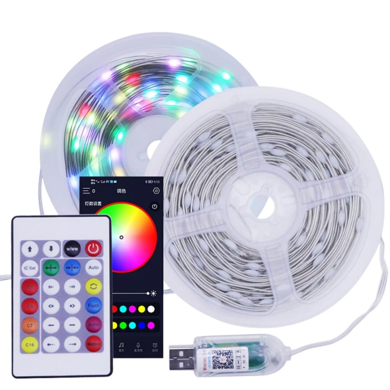 LED STRIP LIGHT SET USB 5V 10MTR RGB CONTROLLER