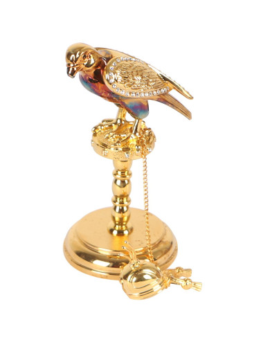 ANTIQUE SILVER FALCON BIRD ON A PEDESTAL PERCH/FIGURE/MODEL/STATUE