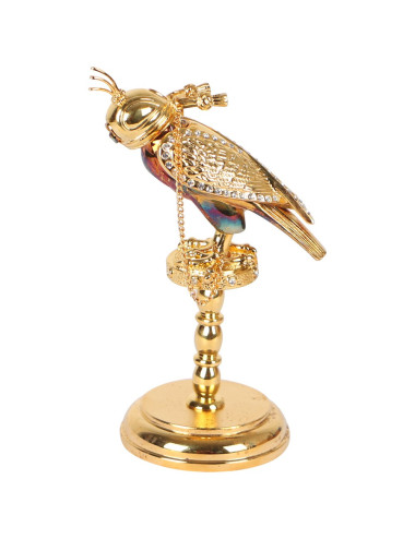 ANTIQUE SILVER FALCON BIRD ON A PEDESTAL PERCH/FIGURE/MODEL/STATUE