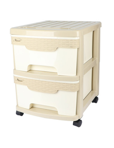 خزانة بلاستك 2 درج بعجل 652XL