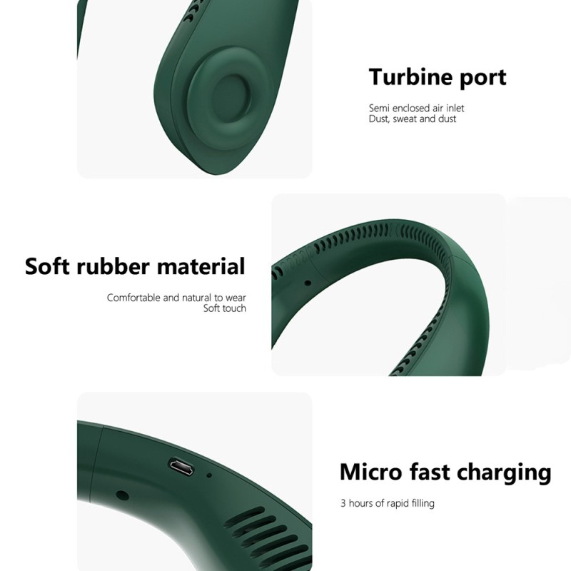 RECHARGEABLE BLADELESS NECK FAN 2000MAH
