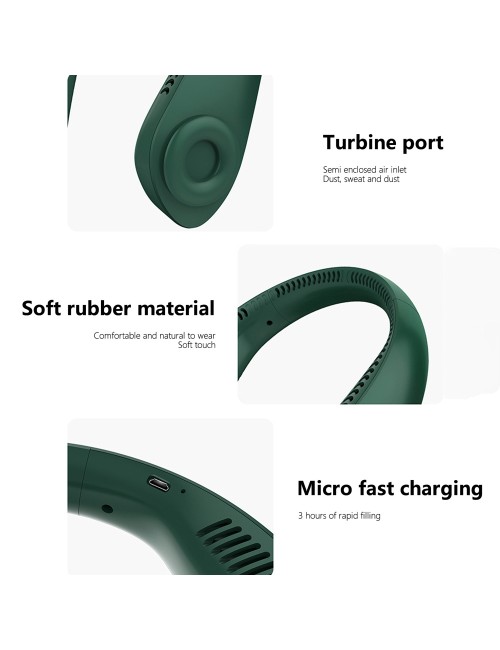 RECHARGEABLE BLADELESS NECK FAN 2000MAH