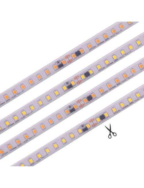 RUBBER COATING STRIP LIGHT 220V 100MTR WARM WHITE 3000K