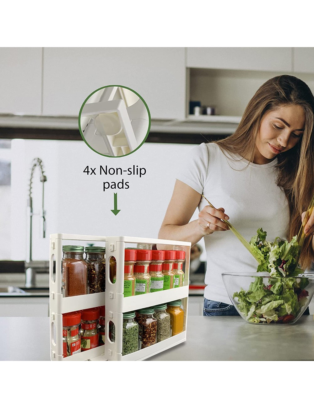 FOLD AND ROTATE 2 TIER SEASONING RACK