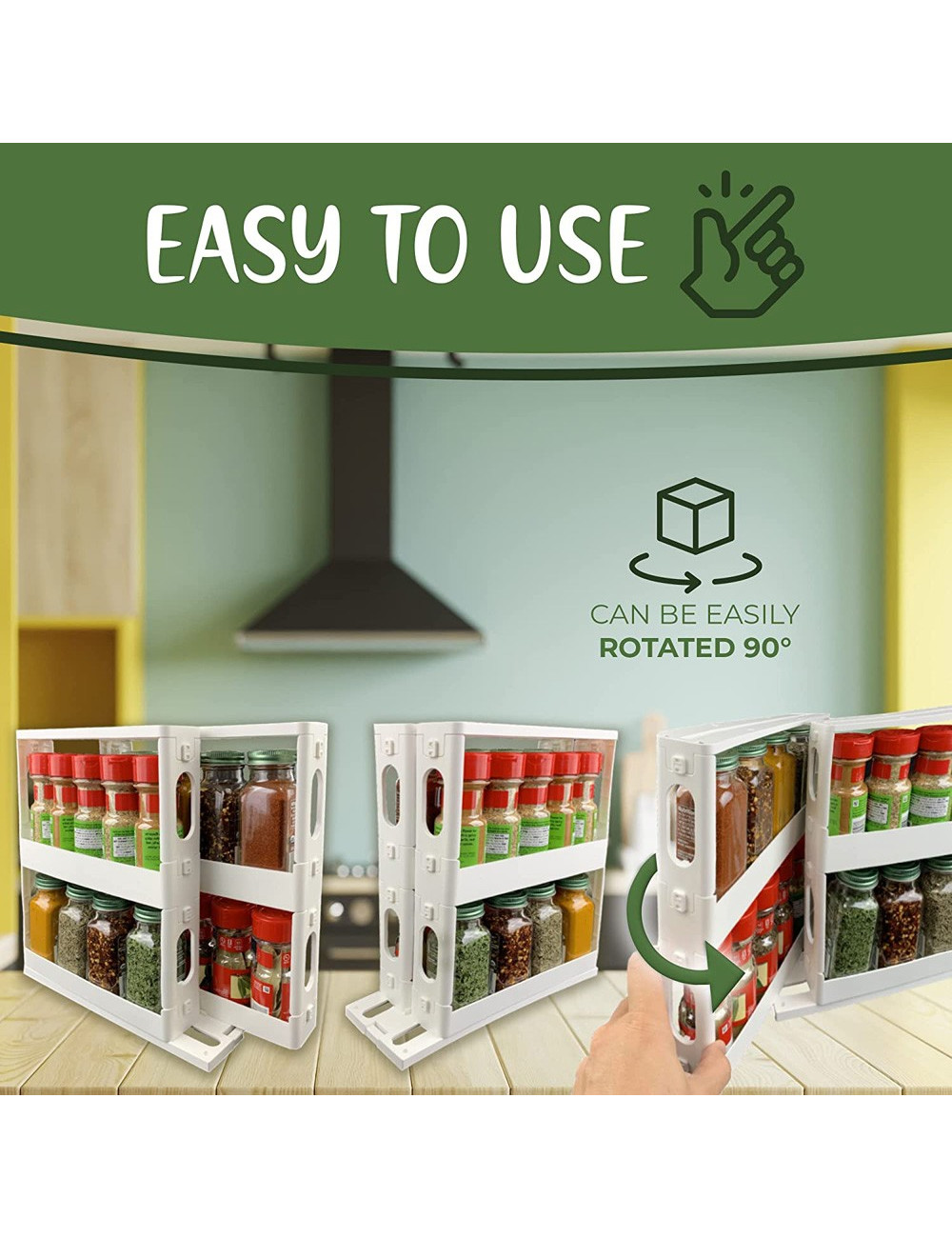 FOLD AND ROTATE 2 TIER SEASONING RACK