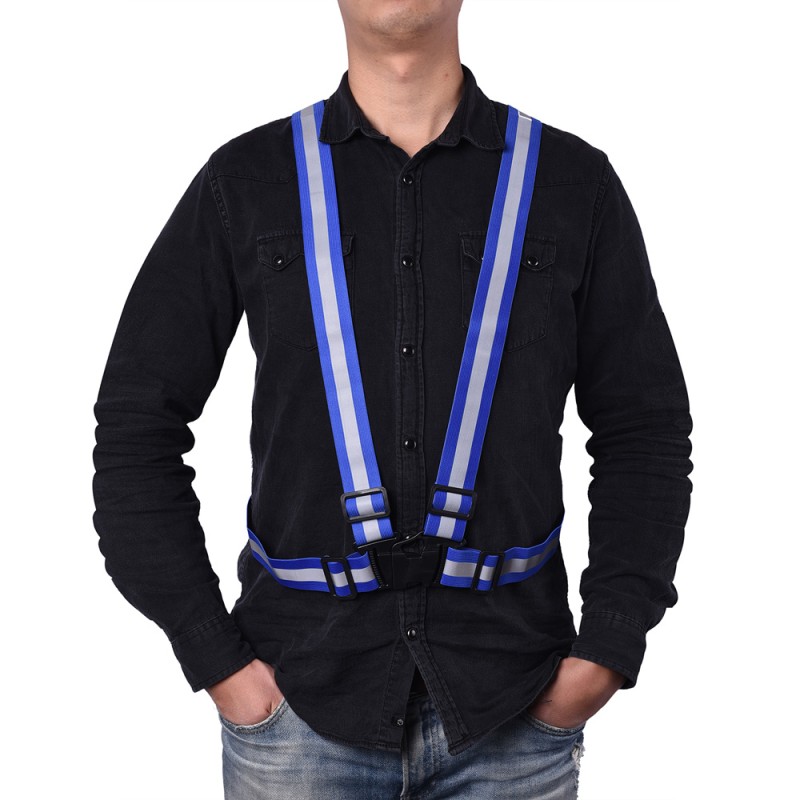 حزام جاكيت سلامة فسفوري ازرق