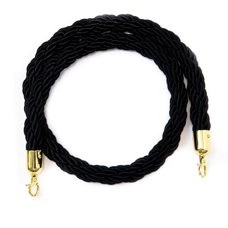 TWISTED ROPE BLACK WITH SILVER HOOK
