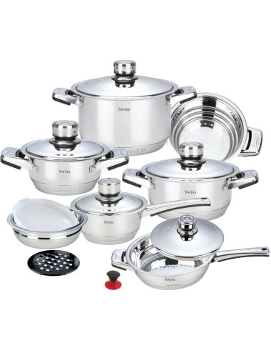 SWISS طقم اواني مطبخ سـتانلس سـتيل 16 قطعة / مجموعة