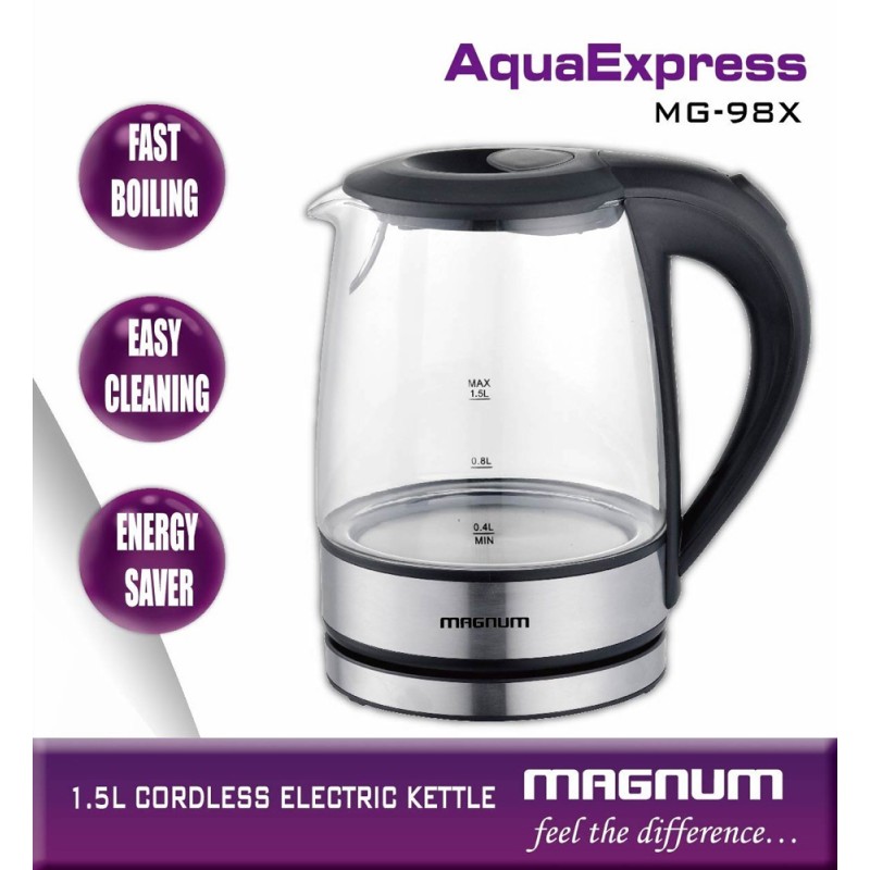 MAGNUM CORDLESS GLASS KETTLE 1.5 LTR.