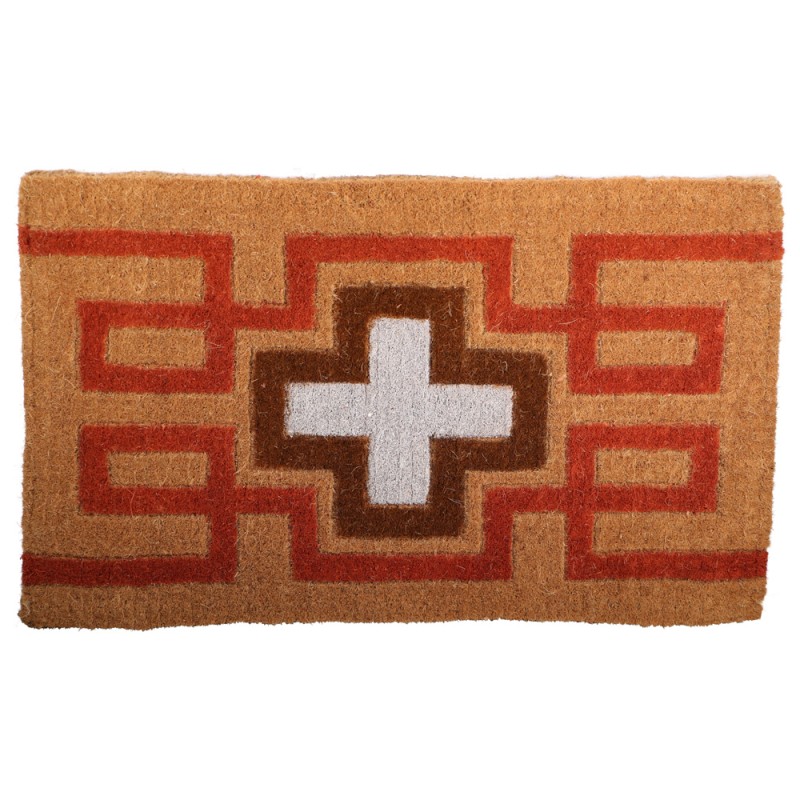 624402 FIBER DOOR MAT INLAID NATURAL 60 X 90 CM