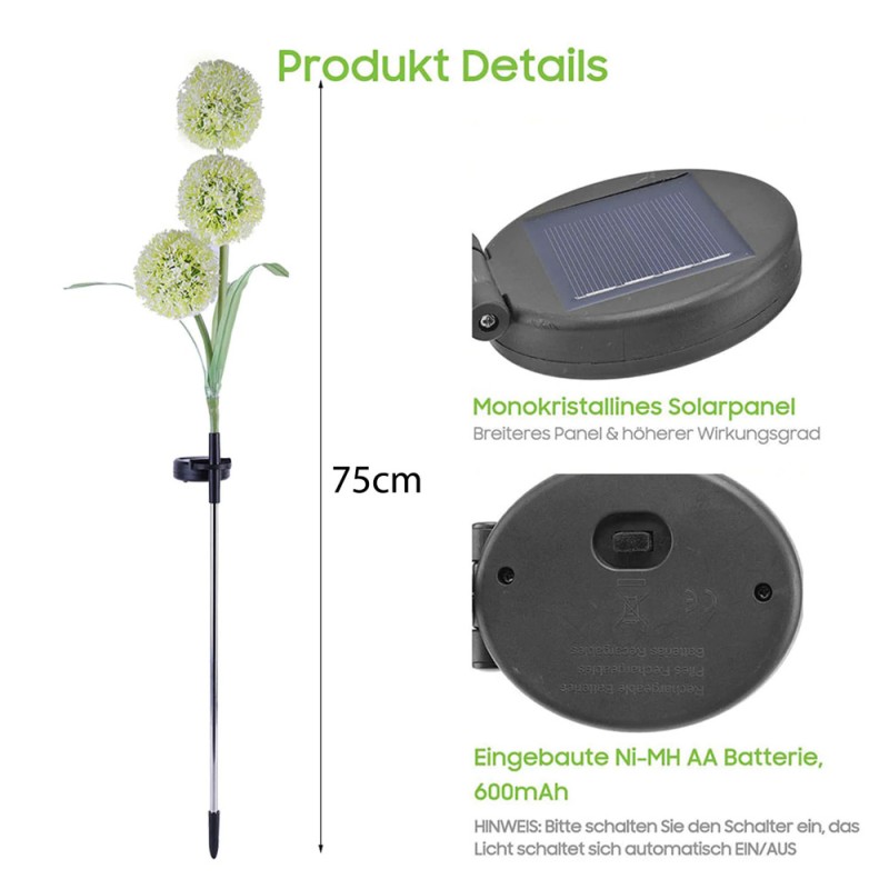 SOLAR SCALLION FLOWER LIGHT HEIGHT 80 CM